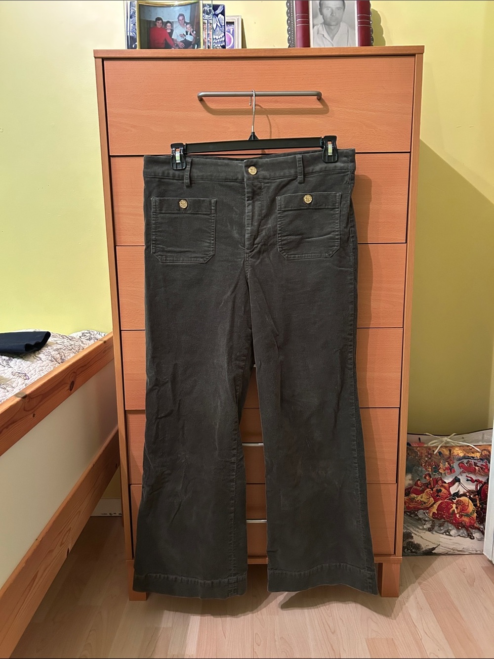 J. Crew Olive Green Corduroy Boot-Cut Pants